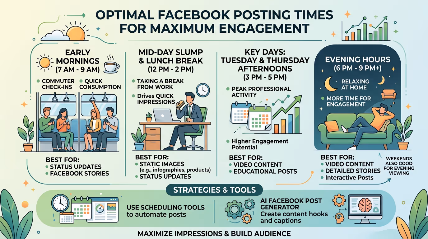 Best Posting Times on Facebook by Content Type